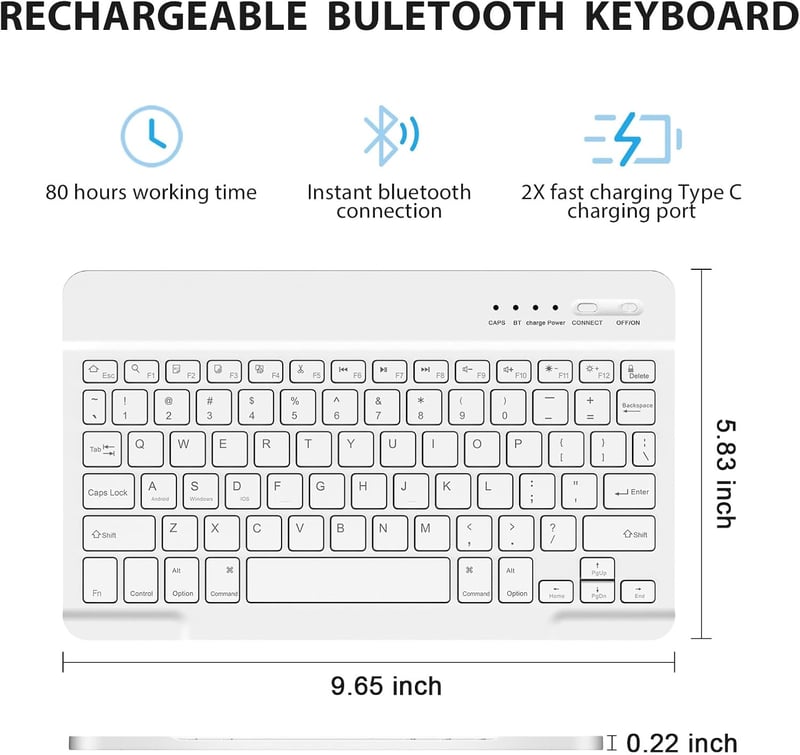 KBCASE iPad 10. generáció billentyűzetes tok ceruzatartóval, Bluetooth billentyűzet