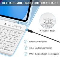 KBCASE iPad 10. generáció billentyűzetes tok ceruzatartóval, Bluetooth billentyűzet 5