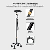 KCareU Időseknek Könnyű Sétabot Állítható Hosszúsággal és 4 Lábú Alap - Black(1 Big + 1 Small + 1 Monopod base) 2