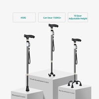 KCareU Időseknek Könnyű Sétabot Állítható Hosszúsággal és 4 Lábú Alap - Black(1 Big + 1 Small + 1 Monopod base) 4