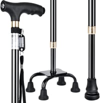 KCareU Időseknek Könnyű Sétabot Állítható Hosszúsággal és 4 Lábú Alap - Black(1 Big + 1 Small + 1 Monopod base) 6