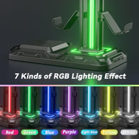 Suport pentru Căști Gaming și Controller KDD cu Încărcător Wireless, Iluminare LED cu 9 Moduri de Lumină, 2 Porturi USB și 1 Port Type-C, Stand pentru Căști și Accesorii PC 4
