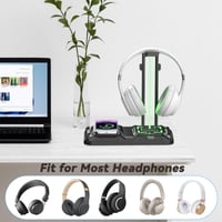 Suport pentru Căști Gaming și Controller KDD cu Încărcător Wireless, Iluminare LED cu 9 Moduri de Lumină, 2 Porturi USB și 1 Port Type-C, Stand pentru Căști și Accesorii PC 5