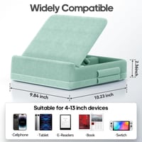 KDD Skladací vankúšový stojan na tablet s úložným priestorom, nastaviteľný držiak na iPad do postele, s držiakom na stylus, pre iPad Pro Air Mini a tablety 4-13", zelený 8
