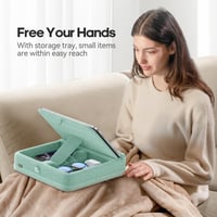 KDD Skladací vankúšový stojan na tablet s úložným priestorom, nastaviteľný držiak na iPad do postele, s držiakom na stylus, pre iPad Pro Air Mini a tablety 4-13", zelený 2