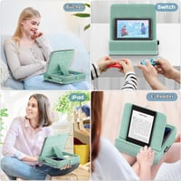 KDD Skladací vankúšový stojan na tablet s úložným priestorom, nastaviteľný držiak na iPad do postele, s držiakom na stylus, pre iPad Pro Air Mini a tablety 4-13", zelený 7