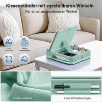 KDD Skladací vankúšový stojan na tablet s úložným priestorom, nastaviteľný držiak na iPad do postele, s držiakom na stylus, pre iPad Pro Air Mini a tablety 4-13", zelený 6