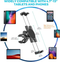 KDD Tablet Tartó Futópadhoz és Szobakerékpárhoz, 360° Forgatható iPad Telefon Állvány Edzőgépekhez, Kompatibilis iPad Pro Mini Air Samsung G 5