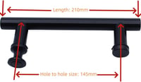 KEABATH fekete zuhanyzó ajtófogantyú 2db 145mm üvegajtó kilincs csomag 3