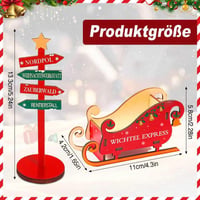 Set de Accesorii Spiriduș Keadrsa cu Săniuță din Lemn - Decorațiune Ușiță de Spiriduș, Tăbliță, Șnur, Șablon, Decor pentru Advent și Crăciun 2