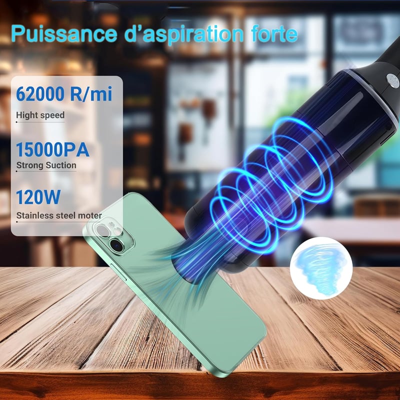KeautFair 120W 15000Pa Vezeték Nélküli Kézi Porszívó 4in1 Mosható HEPA Szűrő
