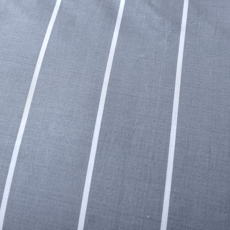 KEAYOO Csíkos Pamut Ágyneműhuzat Szett 2 Részes - Szürke-Fehér Hálószobai Garnitúra Cipzáras 135x200 cm Légáteresztő Könnyen Mosható