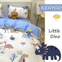 KEAYOO Dinoszaurusz Mintás Gyerek Ágynemű 135x200 cm + 80x80 cm, 2 Részes Pamut Garnitúra Cipzárral, Fiúknak és Lányoknak, Könnyen Mosható 3