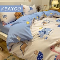 KEAYOO Dinoszaurusz Mintás Gyerek Ágynemű 135x200 cm + 80x80 cm, 2 Részes Pamut Garnitúra Cipzárral, Fiúknak és Lányoknak, Könnyen Mosható 6