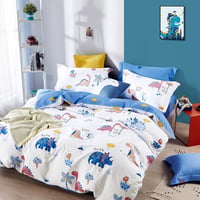 KEAYOO Dinoszaurusz Mintás Gyerek Ágynemű 135x200 cm + 80x80 cm, 2 Részes Pamut Garnitúra Cipzárral, Fiúknak és Lányoknak, Könnyen Mosható 1