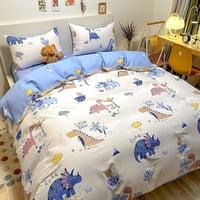 KEAYOO Dinoszaurusz Mintás Gyerek Ágynemű 135x200 cm + 80x80 cm, 2 Részes Pamut Garnitúra Cipzárral, Fiúknak és Lányoknak, Könnyen Mosható 8