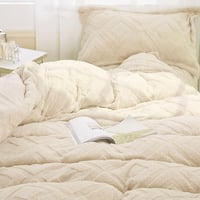 KEAYOO Plüss Párnahuzat 40x80 cm Puha Teddy Fleece Téli Meleg Bézs 5