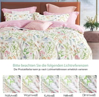 KEAYOO Virágmintás Pamut Ágynemű 135x200 cm Cipzárral - 80x80 cm Párnahuzattal - Zöld-Rózsaszín Nyári-Téli Hálószoba Garnitúra Hipoallergén  5
