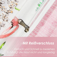 KEAYOO Virágmintás Pamut Ágynemű 135x200 cm Cipzárral - 80x80 cm Párnahuzattal - Zöld-Rózsaszín Nyári-Téli Hálószoba Garnitúra Hipoallergén  2