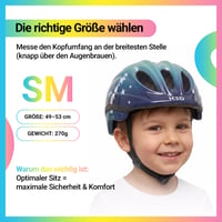Cască de ciclism pentru copii KED Meggy II Trend – Fabricată în Germania, stop LED, tehnologie MaxShell, Stars Blue Green, 49-53 cm (mărimea S/M) 8