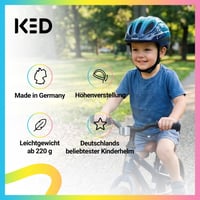 Cască de ciclism pentru copii KED Meggy II Trend – Fabricată în Germania, stop LED, tehnologie MaxShell, Stars Blue Green, 49-53 cm (mărimea S/M) 2