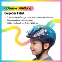 Cască de ciclism pentru copii KED Meggy II Trend – Fabricată în Germania, stop LED, tehnologie MaxShell, Stars Blue Green, 49-53 cm (mărimea S/M) 4