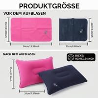 Nafukovací vankúš KeDeFenWen 2 ks – Súprava vankúša na krk a vankúša na sedenie, kempingový cestovný vankúš, plážový vankúš, vzduchový vankúš na turistiku, k pláži a na vonkajšie kempovanie 3