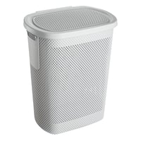 keeeper Arne košara za rublje s uzorkom pletiva i poklopcem na otvaranje, siva (Nordic Grey), 47,5 x 36 x 57,5 cm, prozračna plastika, 58 l 1