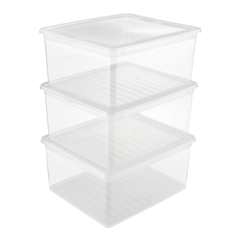 Set 3 cutii de depozitare keeeper Bea cu sistem Air Control, 18 L, 39x33,5x18 cm, transparent