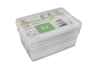 keeeper Bea Set kutija za pohranu, 3 kom., 3 x 11 L, 39 x 26,5 x 14 cm, sa sustavom za regulaciju zraka, prozirne 3