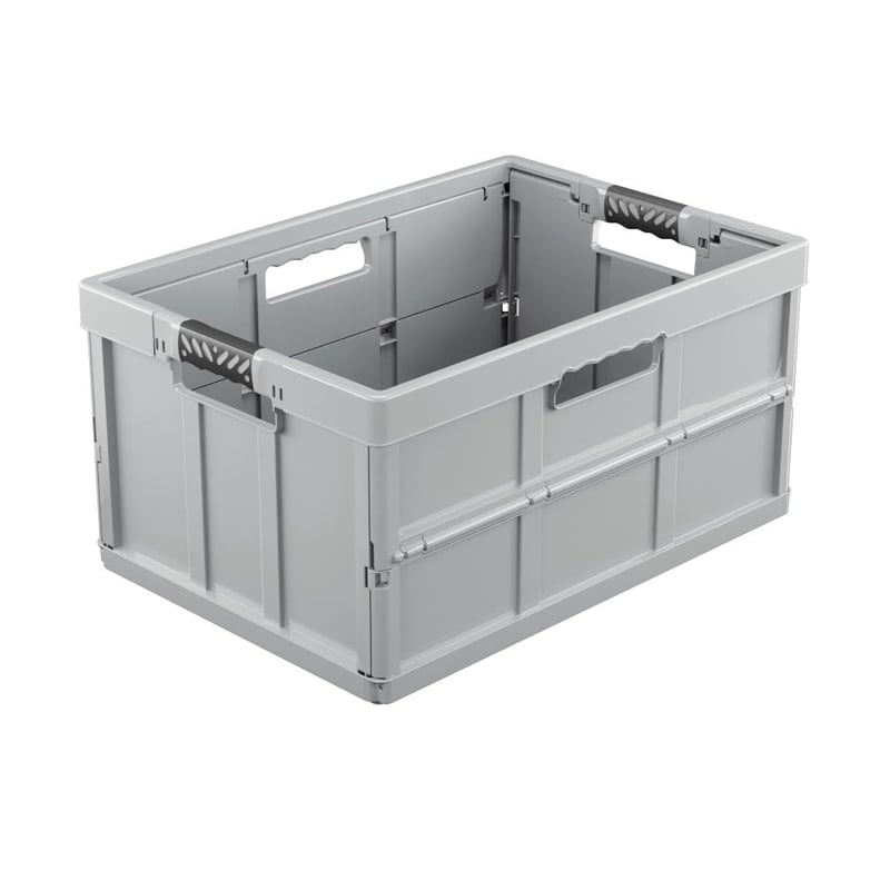 keeeper Benno Összecsukható Tárolódoboz Puha Fogantyúkkal, 45 L, 50 kg Teherbírás, Élelmiszer-biztonságos, 54x37x27,5 cm, Eco Line, Szürke (Nordic Grey)