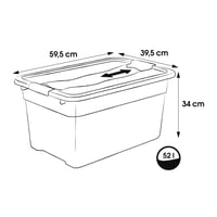 keeeper Cornelia, 2 kusy priehľadných úložných boxov s vekom a posuvným uzáverom, 59,5 x 39,5 x 34 cm, 52 l 2
