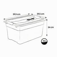 Úložný box keeeper Cornelia s vekom a klipovým uzáverom, 59,5 x 39,5 x 34 cm, 52 l, priehľadný 2