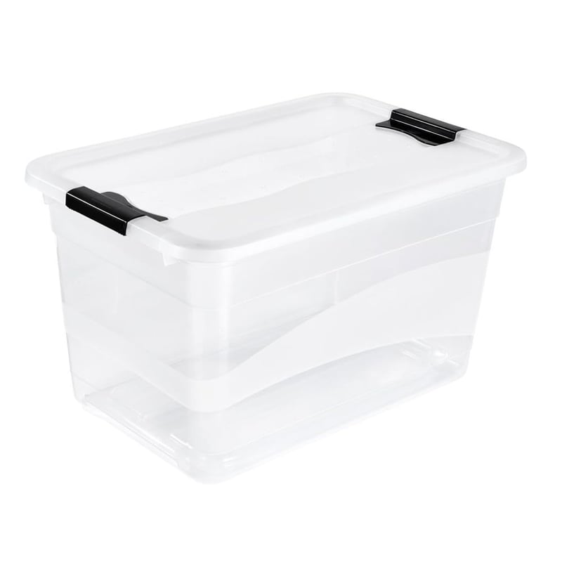 Úložný box keeeper Cornelia s vekom a klipovým uzáverom, 59,5 x 39,5 x 34 cm, 52 l, priehľadný