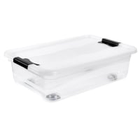 úložný box s kolieskami a uzatvárateľným vekom keeeper Konrad, 59,5 x 39,5 x 18 cm, 28 litrov, priehľadný 1