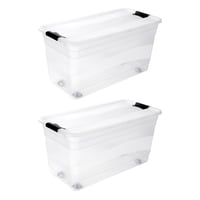 Úložný box keeeper Konrad s kolieskami, vekom a klipovým uzáverom, 2 ks, 79,5 x 39,5 x 41 cm, 83 l, priehľadný 1
