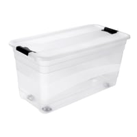 Úložný box keeeper Konrad s kolieskami, vekom a klipovým uzáverom, 2 ks, 79,5 x 39,5 x 41 cm, 83 l, priehľadný 4