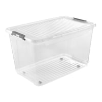 Priehľadný úložný box keeeper Leo 3 s vekom a kolieskami, klipový uzáver, 56 l, 59x38x35,5 cm 9