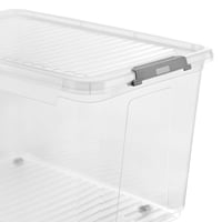 Priehľadný úložný box keeeper Leo 3 s vekom a kolieskami, klipový uzáver, 56 l, 59x38x35,5 cm 7