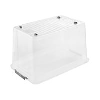 Priehľadný úložný box keeeper Leo 3 s vekom a kolieskami, klipový uzáver, 56 l, 59x38x35,5 cm 5