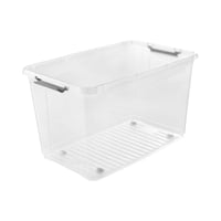 Priehľadný úložný box keeeper Leo 3 s vekom a kolieskami, klipový uzáver, 56 l, 59x38x35,5 cm 4