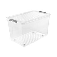 Priehľadný úložný box keeeper Leo 3 s vekom a kolieskami, klipový uzáver, 56 l, 59x38x35,5 cm 3