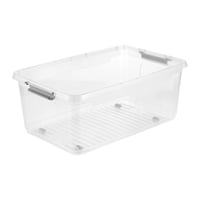 Cutie de depozitare cu capac și roți keeeper Leo, 37 L, 59x38x24 cm, Transparent, Cutie cu clipsuri, 5 buc. 4