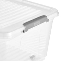 Cutie de depozitare cu capac și roți keeeper Leo, 37 L, 59x38x24 cm, Transparent, Cutie cu clipsuri, 5 buc. 7