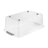 Cutie de depozitare cu capac și roți keeeper Leo, 37 L, 59x38x24 cm, Transparent, Cutie cu clipsuri, 5 buc. 5