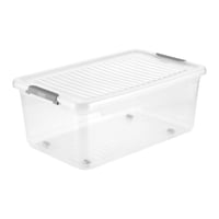 Cutie de depozitare cu capac și roți keeeper Leo, 37 L, 59x38x24 cm, Transparent, Cutie cu clipsuri, 5 buc. 3