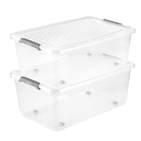 Cutie de depozitare cu capac și roți keeeper Leo, 37 L, 59x38x24 cm, Transparent, Cutie cu clipsuri, 5 buc. 9