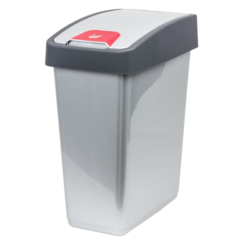 Kôš na odpadky keeeper Magne Premium s výklopným vekom, Soft Touch, 45 l, strieborný
