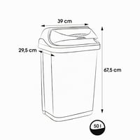 keeeper Rasmus kanta za smeće s poklopcem na ljuljanje, 50 litara, plastična, srebrna, za kupaonicu i kuhinju 3