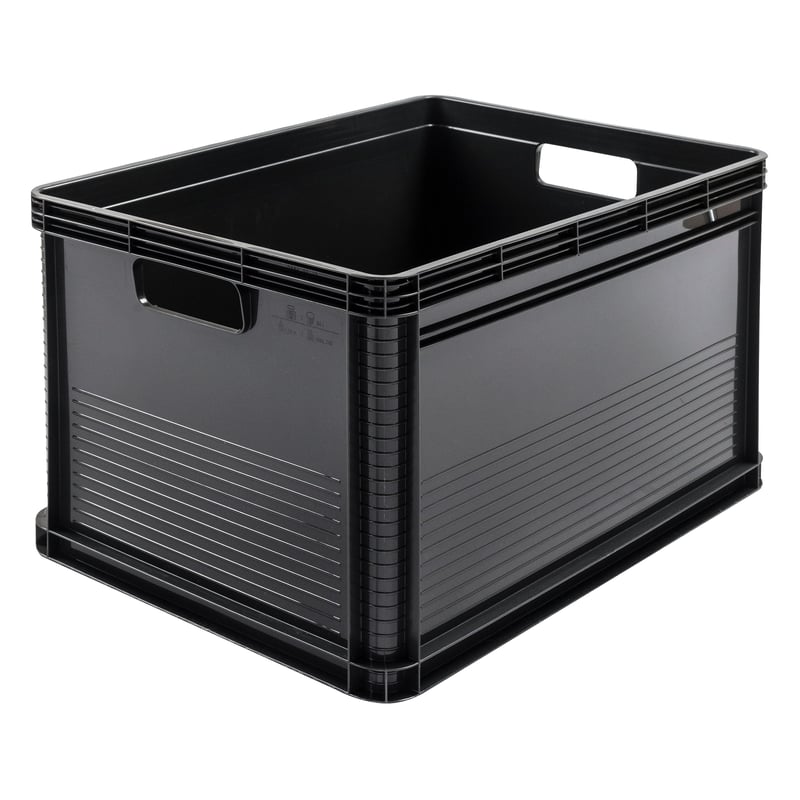 Sada úložných boxov keeeper Robert, 3 x 64 l, grafitovo sivá, stohovateľná, úložná debna z polypropylénu odolného voči kyselinám a vhodného na potraviny